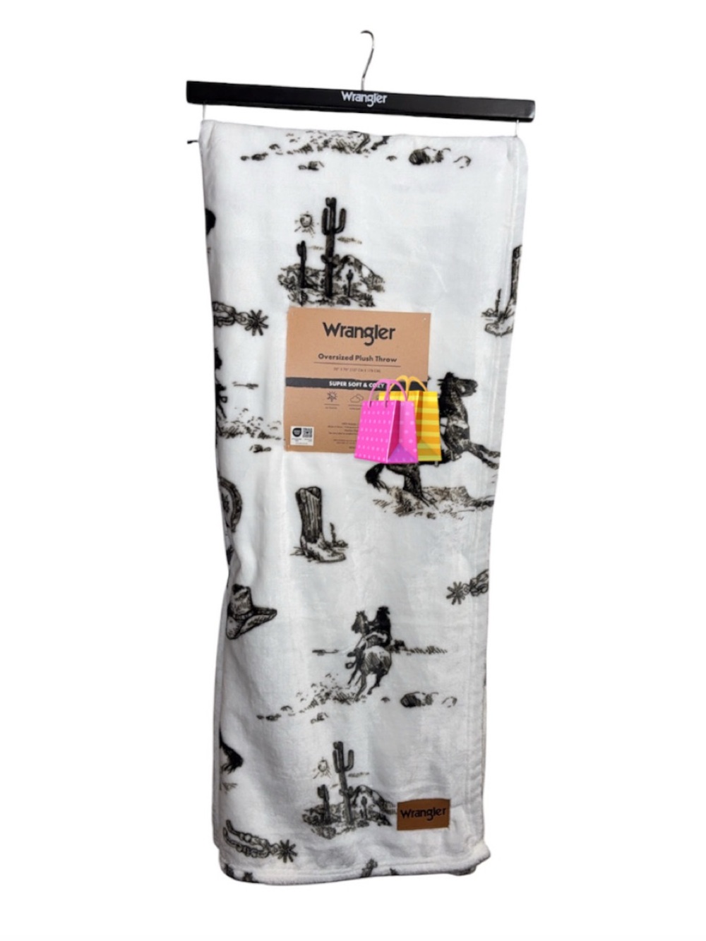 Wrangler White Throw with Black Western Print